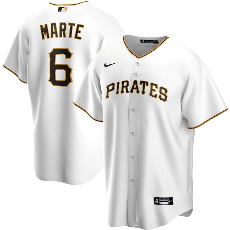 Mens Pittsburgh Pirates #6 Starling Marte Nike White Replica Player Name MLB Jerseys->pittsburgh pirates->MLB Jersey